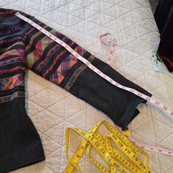 Coldwater Creek Jacket Women's 16 Black Denim Multicolored Embellished Artsy - Picture 13 of 15
